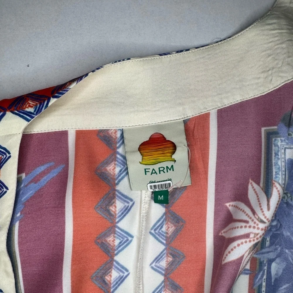 Farm Rio Macaw Red and Blue Geometric  duster  with Flowing Sleeves. - Picture 12 of 14